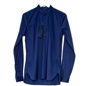 Zara Men’s long sleeve half button shirt. Size small. Blue. Slim fit. NWT